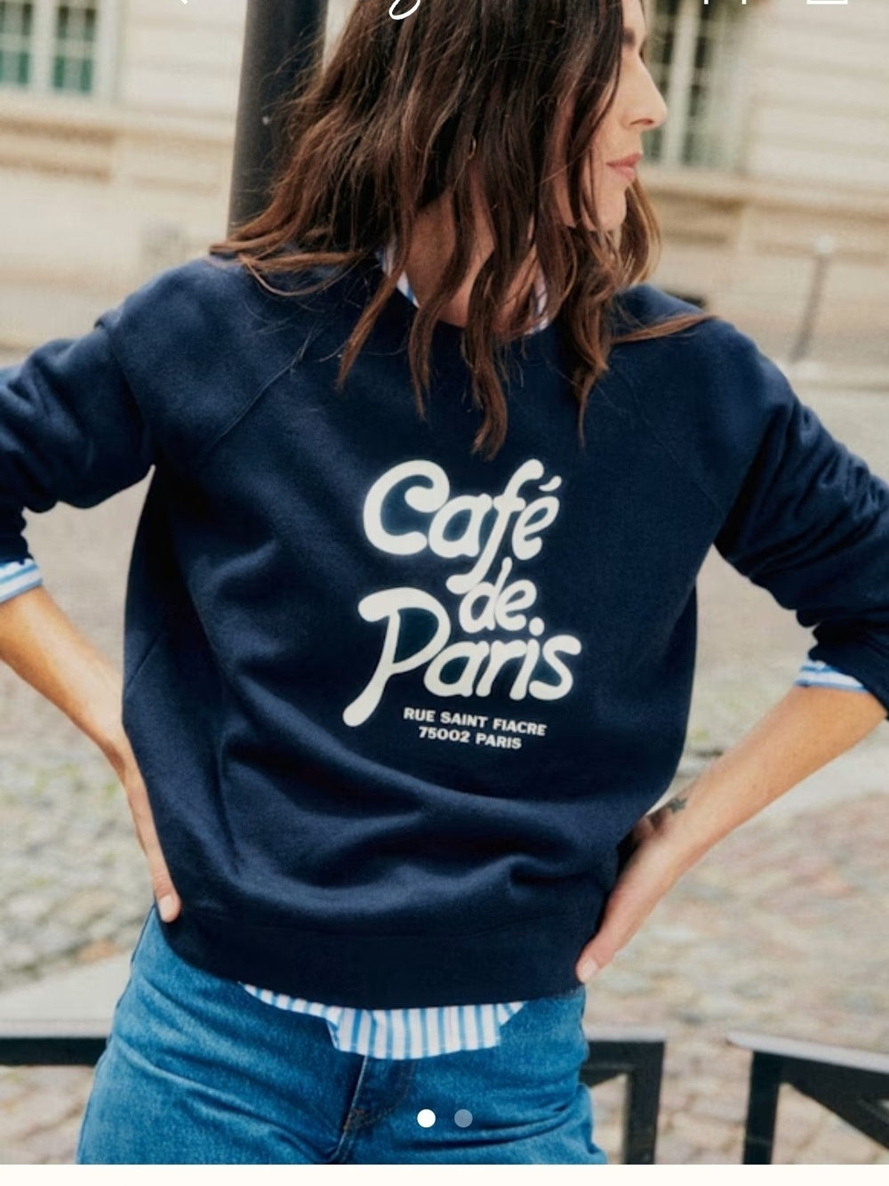Sézane Café de Paris Navy Graphic Sweatshirt